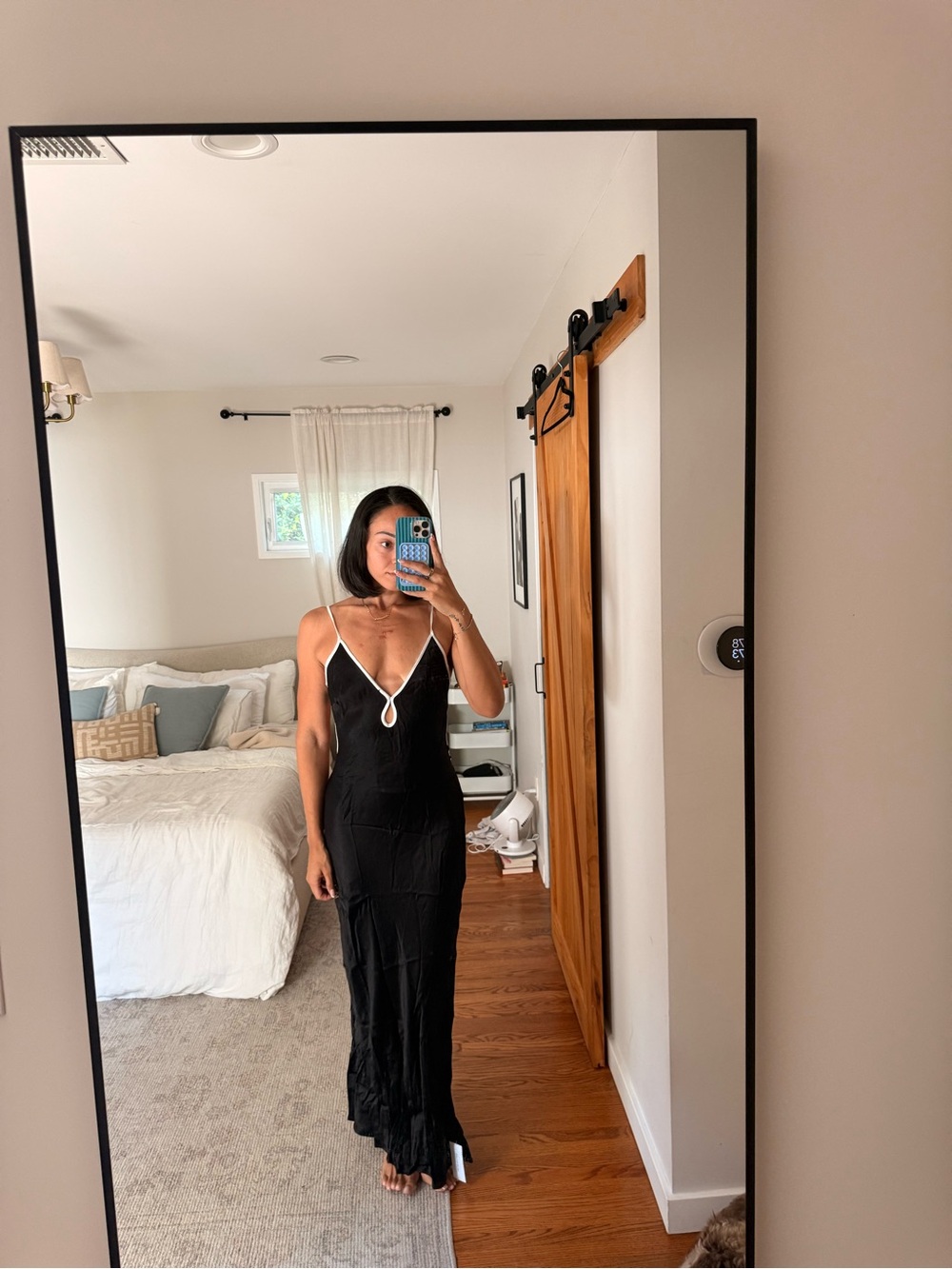 bec + bridge Black Maxi Slip Dress with White Border